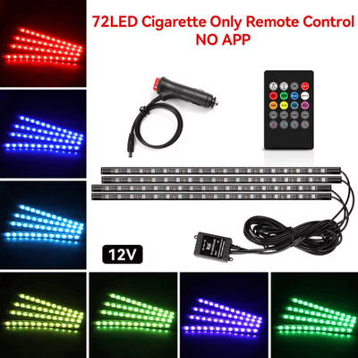 Inspire Picks Car Interior LED Ambient Light Strips Dashboard & Console Cold Light Atmosphere Lamps 72led Remote Cig