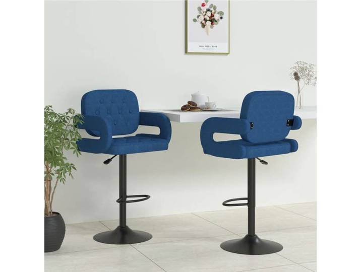 BEAU Tabourets de bar - CLARENCE - Siège Haut avec Dossier Ensemble de 2 bleu tissu FR5282
