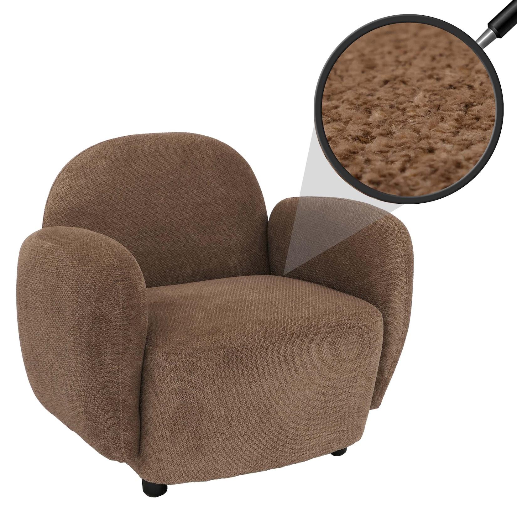 Sessel MCW-P33, Lounge-/Relax-/Cocktailsessel Polstersessel, Stoff/Textil Chenille (330 g/m²) ~ braun