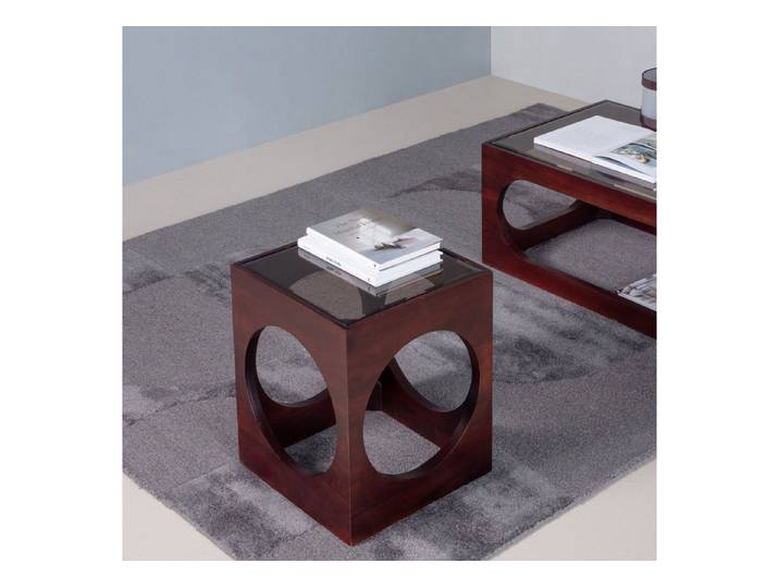 WOOOD Couchtisch Retro Beistelltisch Trax Akazienholz Glasplatte