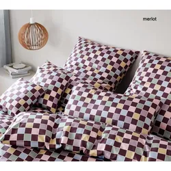 Elegante Interlock-Jersey Bettwäsche Scrabble - 155x220 cm + 40x80 cm	merlot