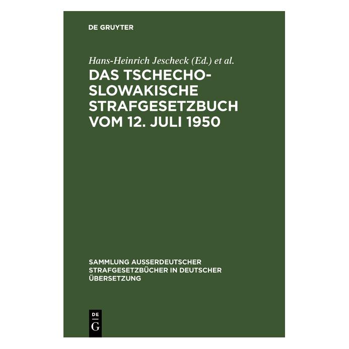 De Gruyter Das Tschechoslowakische Strafgesetzbuch (Deutsch, Hardcover) (67759813)