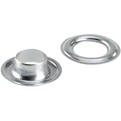100 Planenösen, selbstschneidend, Stahl verzinkt | Rundösen #2 (⌀ 9,2 mm), silber
