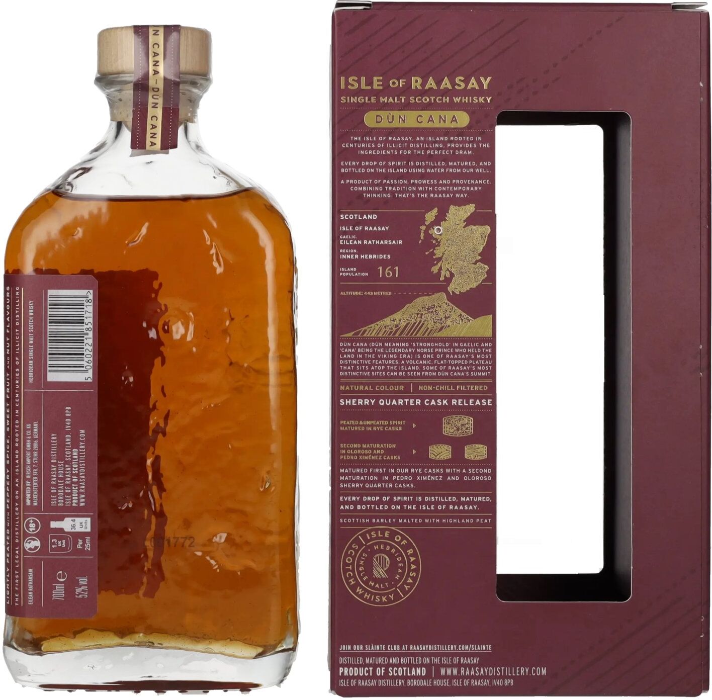 Isle of RAASAY Dùn Cana First Edition Sherry Quarter Cask Single Malt Limited Release 52% Vol. 0,7l in Geschenkbox