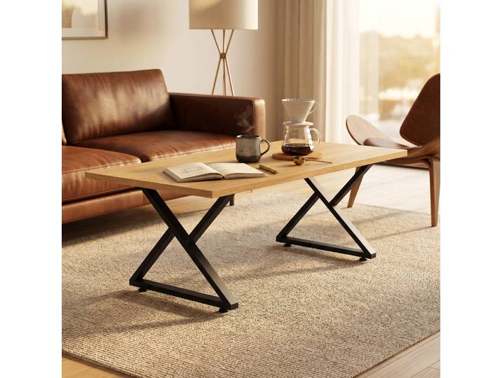 HOMCOM Pieds de Table X Acier Noir Industriel Set de 2 Réglables