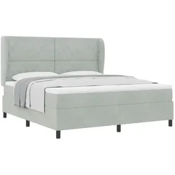 vidaXL, Boxspringbett, Boxspringbett Mit Matratze Samt Hellgrau (180 x 200 cm)