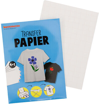 buttinette Transferpapier, weiß, für helle und dunkle Textilien, DIN A4, 5 Blatt