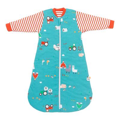 Babyschlafsack SCHLUMMERSACK "Schlafsack ohne Füßen 3.5 Tog" Gr. 80, blau (bauernhof), Schlafsäcke, Baby, L: 80cm, Obermaterial: 100% Baumwolle CO(Bio)., L:80cm