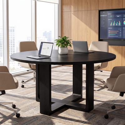 OEM "47.24"" Solid Wood Round Conference Table for 6, Meeting Table, Business Seminar Desk for Conference Room, Home Office"