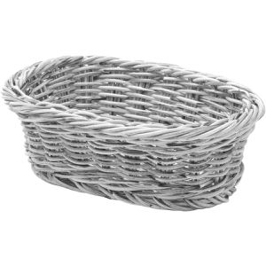Hendi Brotkorb 426760, geflochten, aus Kunststoff, 19 x 12 x 6 cm, oval, hellgrau