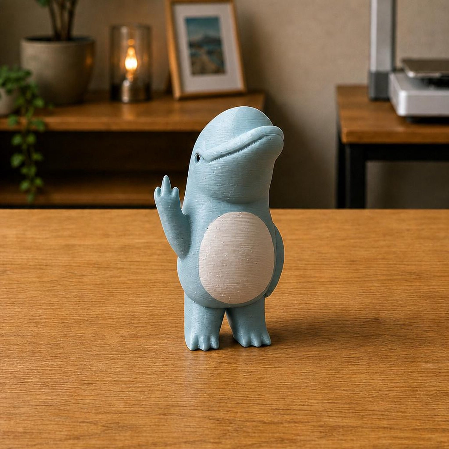 AnimalsAttitude Kleine Dolfijn Figurine met Middelvinger – 3D-geprint PLA Beeldje