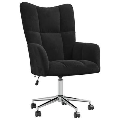 Décoshop26 - Moderner Lounge-/Bürostuhl aus schwarzem Samt auf Rollen DEC026741 DEC026741