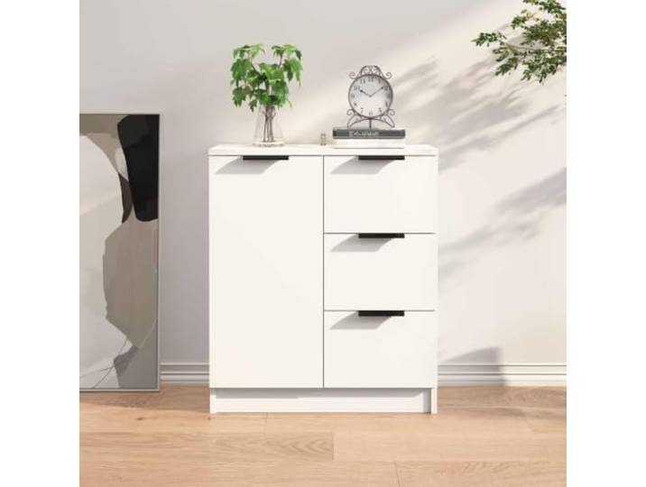 RJPLMFV Anrichte, weiß, 60 x 30 x 70 cm, Holz, Technik Tür wendbar, geräumige Aufbewahrung, vielseitig, Wandbefestigung inklusive