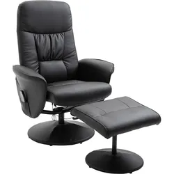 RELAXSESSEL Massagesessel mit Liegefunktion Fußhocker Stauraum TV-Sessel Schwarz