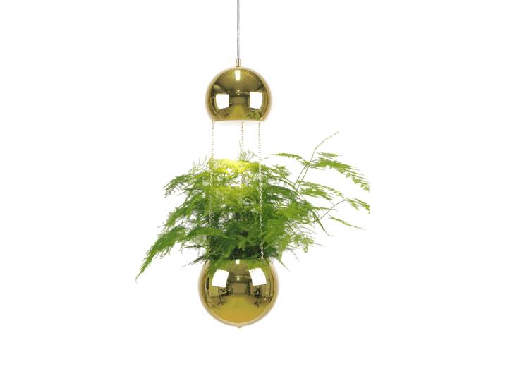 Design Pendellampe und Pflanztopf „Planter Mini“ Ø 18/ H 60 cm - Messing Gold Globen Lighting
