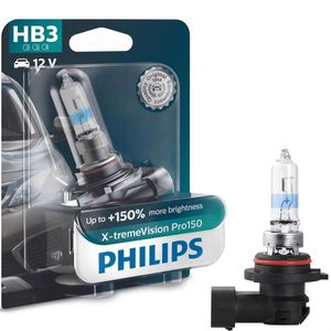 Philips Auto-Lampe X-tremeVision Pro150, 3500 Kelvin, HB3, 12 V / 65 Watt, Scheinwerferlampe, Halogen, 1 Stück