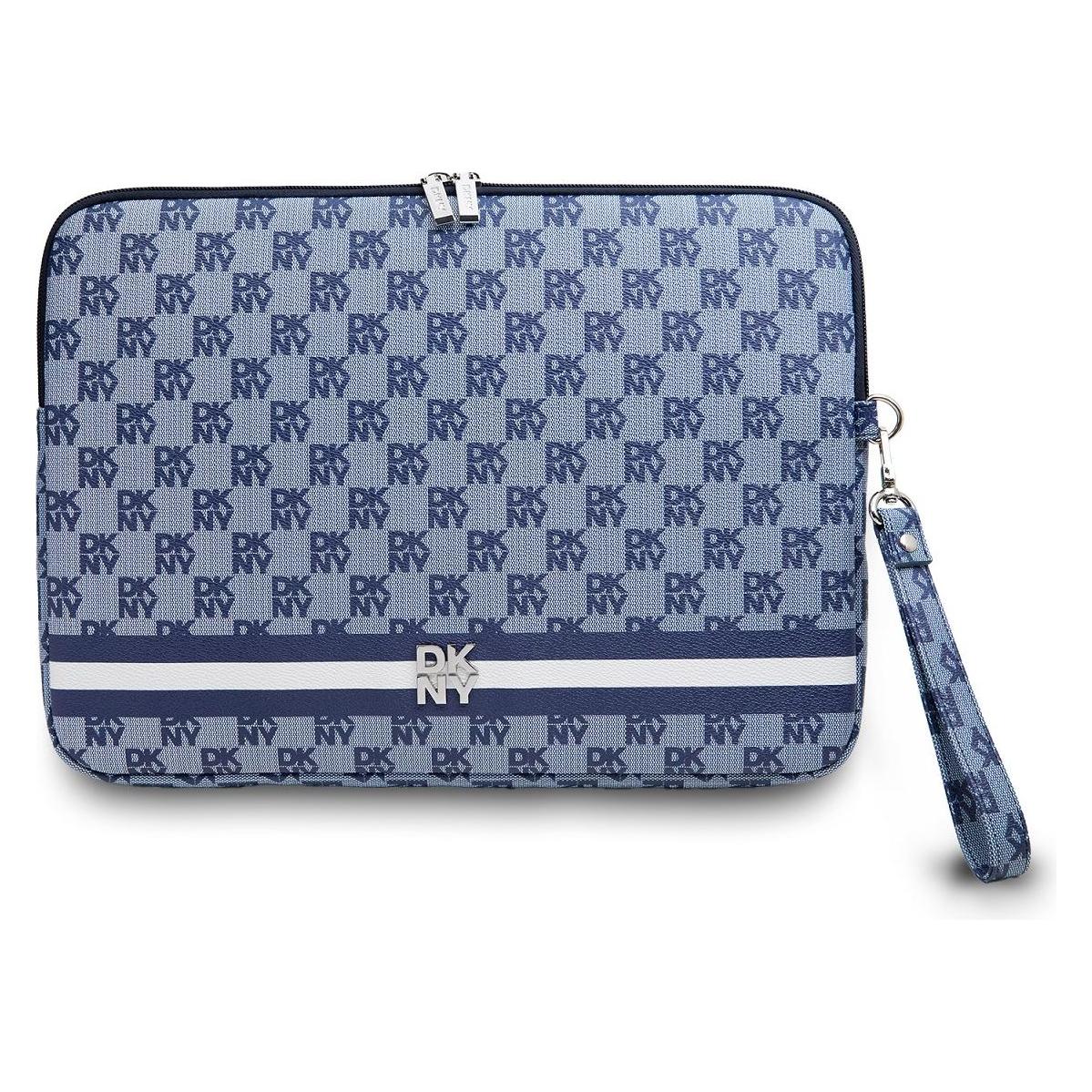 DKNY PU Leather Checkered Pattern and Stripe Laptop Sleeve 13/14" Blue (14") (DKCS14PVSHLB)