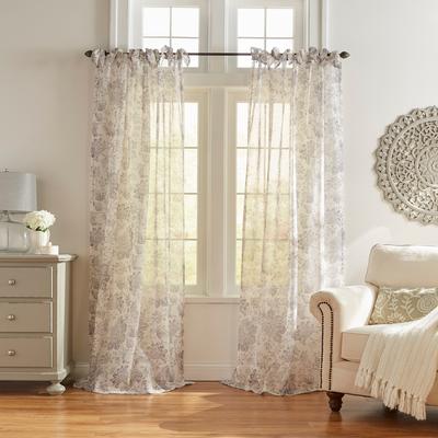 Threadmade Westport Floral Tie-Top Sheer Window Curtain