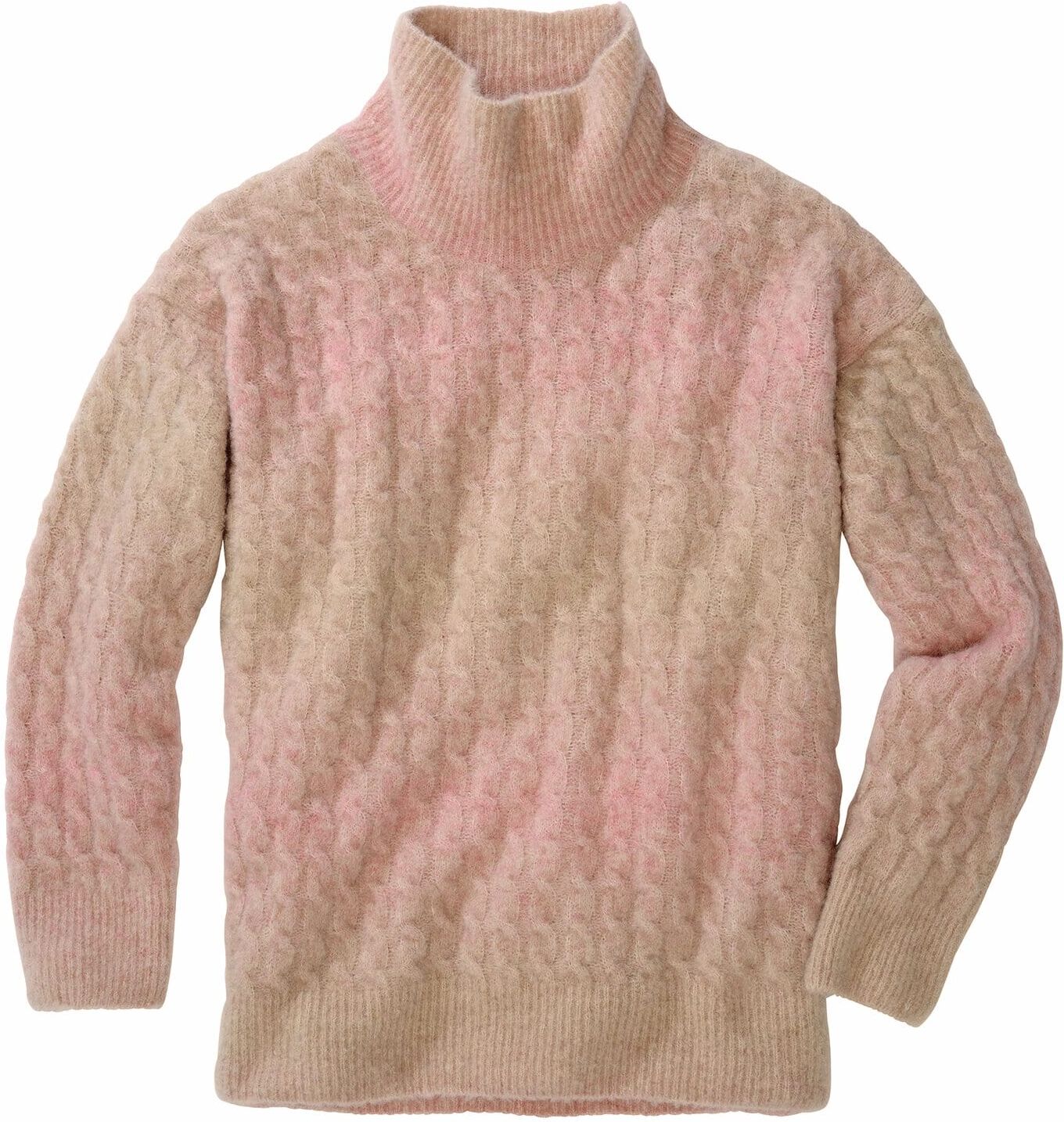 noch offen Amarena-Zopfpullover Braun L