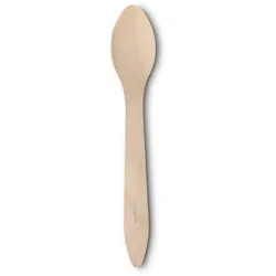 BIOZOYG 200 Stück Löffel 18cm aus Holz, Einwegbesteck, umweltfreundliche Einweglöffel mit Biobeschichtung, kompostierbare Holzlöffel