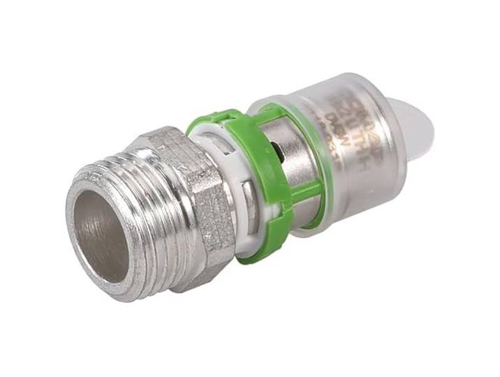 Comap 7243GW1612 verbindingsstuk, messing, recht, meerlaags, om te schroeven, Ø 16 mm, 1/2-comap, zilverkleurig