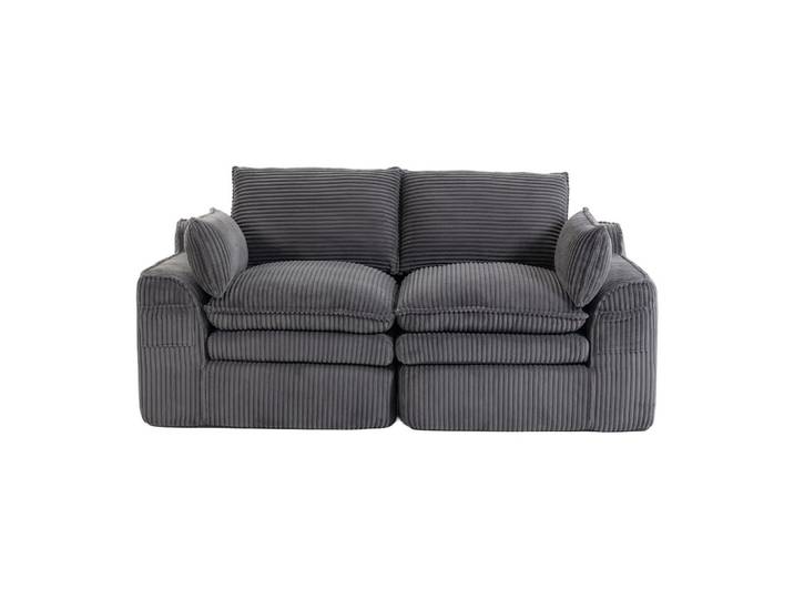 2-SITZER SOFA cordstoff mit seitentaschen & federkern
