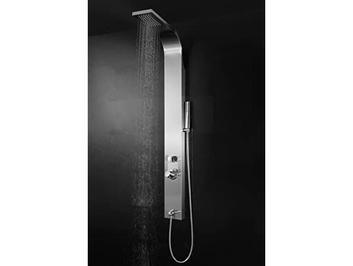 MARWELL Duschpaneel Care Chrom 150x15 cm Duschsäule aus gebürsteten Edelstahl Duschset mit 2 verschiedene Duschfunktionen Regendusche und Handbrause