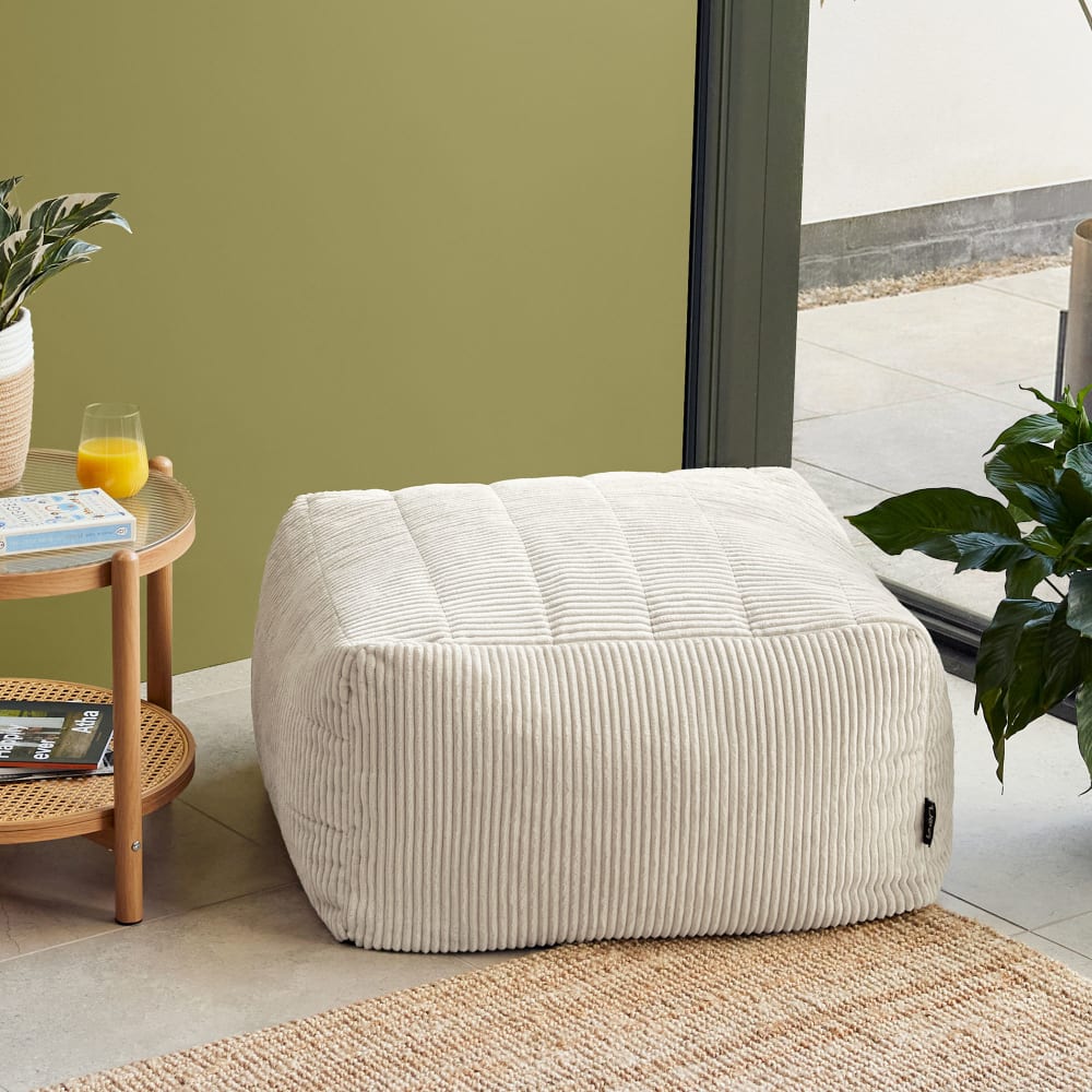 Icon Pouf repose-pieds modulable en velours côtelé beige Beige 78x42x75cm