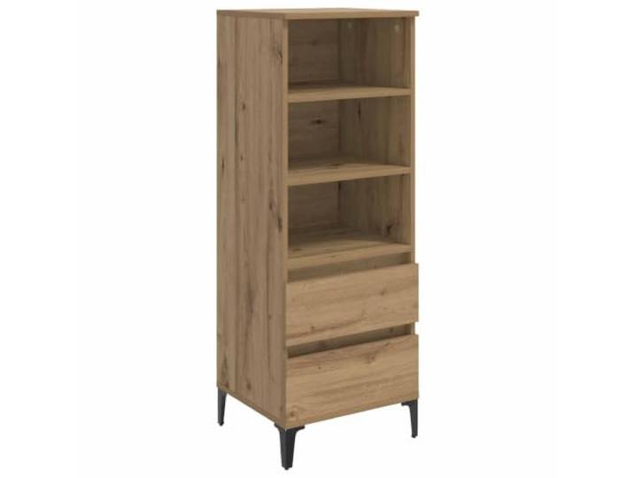 Kaorsrow Highboard Artisan-Eiche 40x36x110 cm Holzwerkstoff Schlankes Beistellregal mit 2 Schubladen und Fächern für Wohnzimmer und Schlafzimmer. Industrie-Design in Eichen-Optik.
