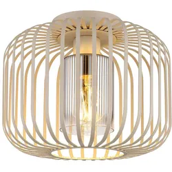 Deckenleuchte Rauchglas Deckenlampe sand Wohnzimmerleuchte Metallstäbe Retro, E27 Fassung, DxH 28x23 cm