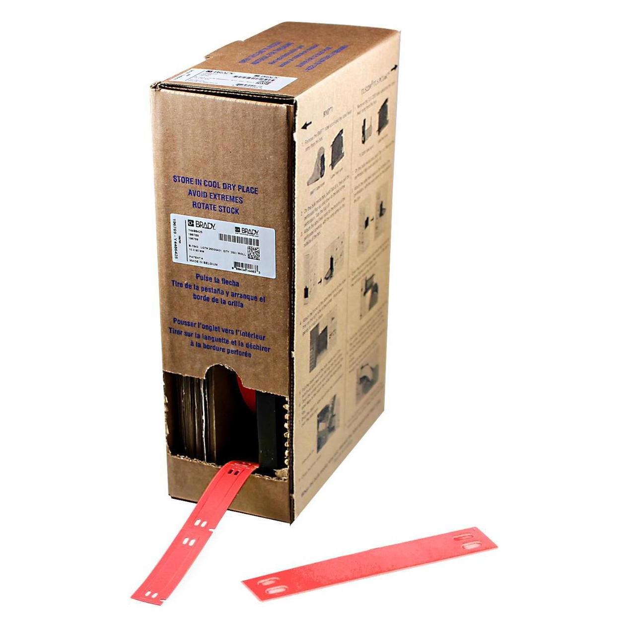 Brady BM7-10x60-7643-RD, Heatex Schilder, Rot, matt, 10.00 x 60.00 mm, nicht klebend, Grossrolle (2 (BM-10X60-7643-RD)