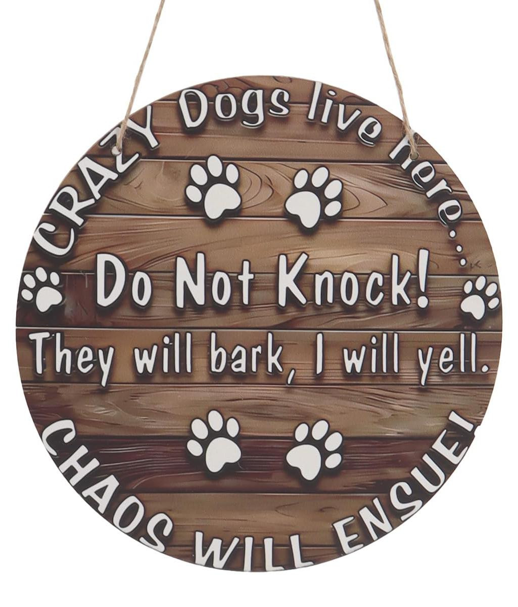 Dripio Houten waarschuwingsbord Hond rond 20 x 20 cm
