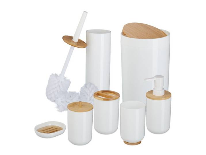 Relaxdays Badkamer set 7-delig bamboe