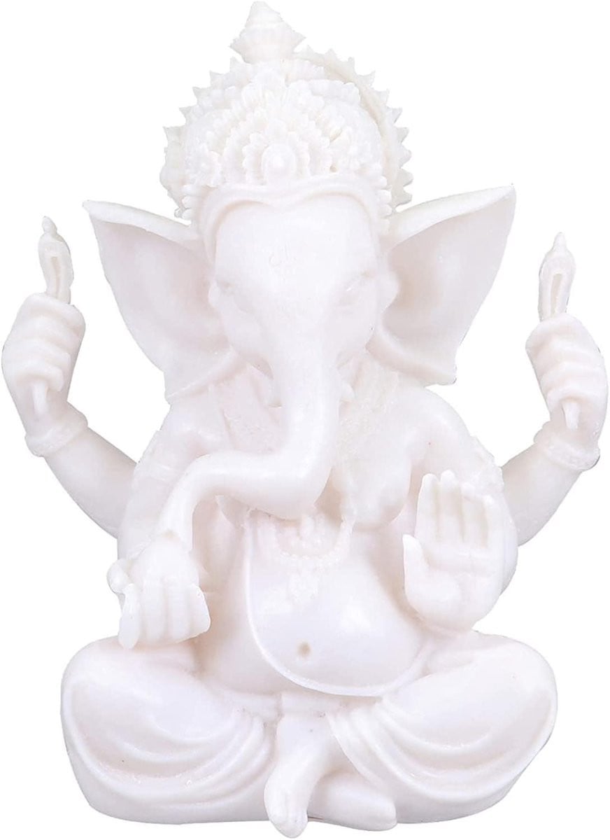 Decoratief Beeldje Olifant God in Wit - H 16 x B 12 cm