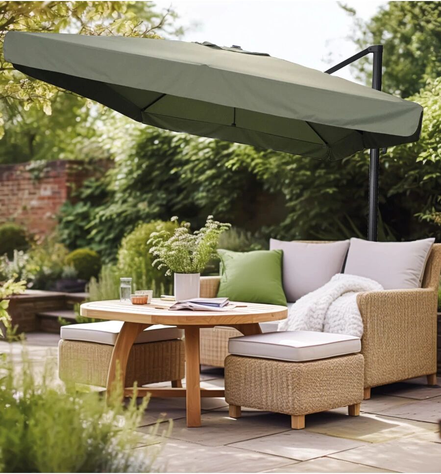 EuroGarden OMBRELLONE TOP GUN 3X4 TELO VERDE STRUTTURA GRIGIA