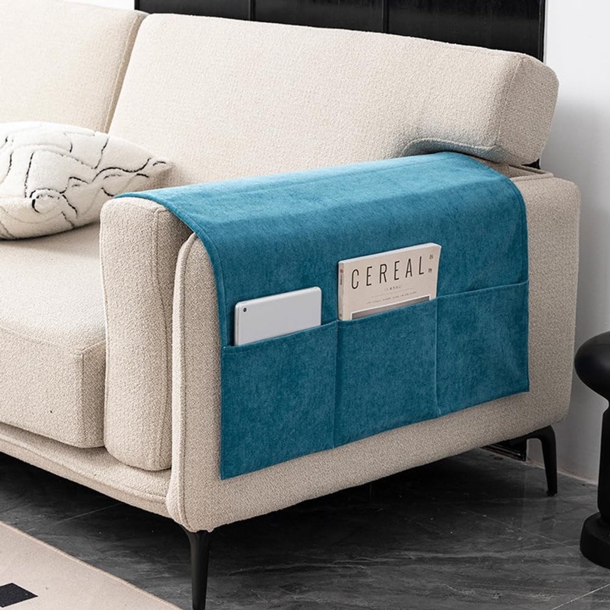 Wasbare chenille armleuning organizer voor huisdieren - Donkerblauw