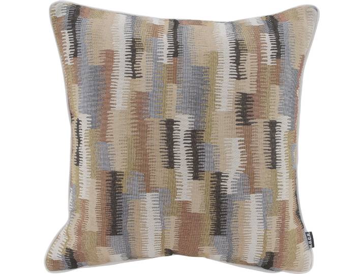 Dekokissen H.O.C.K. Howy , bunt (beige, schwarz, gelbgrün, braun, gemustert), B:50cm H:10cm L:50cm, Baumwolle, Polyester, Dekokissen_Sitzkissen_Kissenhüllen, Dekokissen, mit weissem Keder, Kissenhülle mit Füllung, 1 Stück
