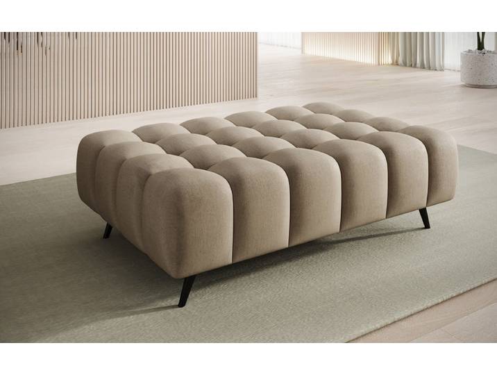 Beistellhocker Amora in Samt - Beige - Samt - Luxusbetten24