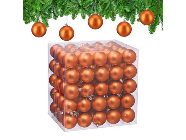 Relaxdays Boule de Noël\, lot Pratique de 100\, Mate\, Plastique Robuste\, pour Le Sapin\, diamètre : 6 cm\, Orange