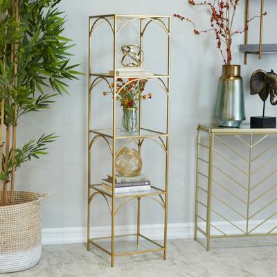 ARCILLA ELEMENTAL "Gold Metal 5 Shelves Shelving Unit - 14""W, 56""H"