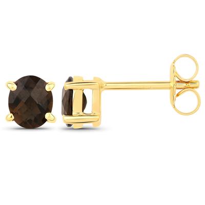 Paar Ohrstecker VIRA JEWELS "925-Sterling Silber vergoldet Glänzend Rauchquartz", gelb (gelb, braun), Ohrringe, Damen, one-size, 1,1, Silber 925 (Sterlingsilber)