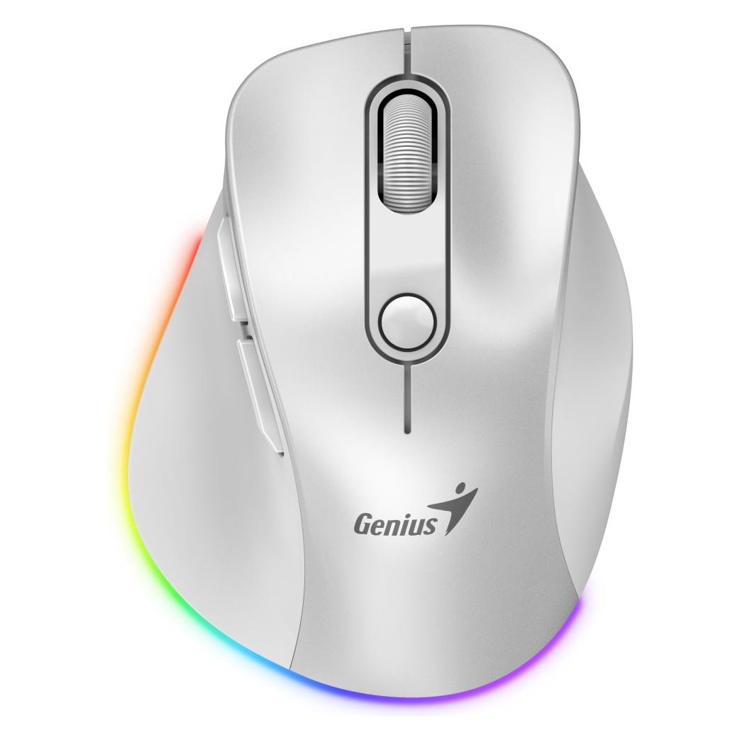 Genius Ergo 9000S Pro/Ergonomická/Optická/Pro praváky/2 400 DPI/Bezdrátová USB + Bluetooth/Bílá (Kabellos) (31030039400)