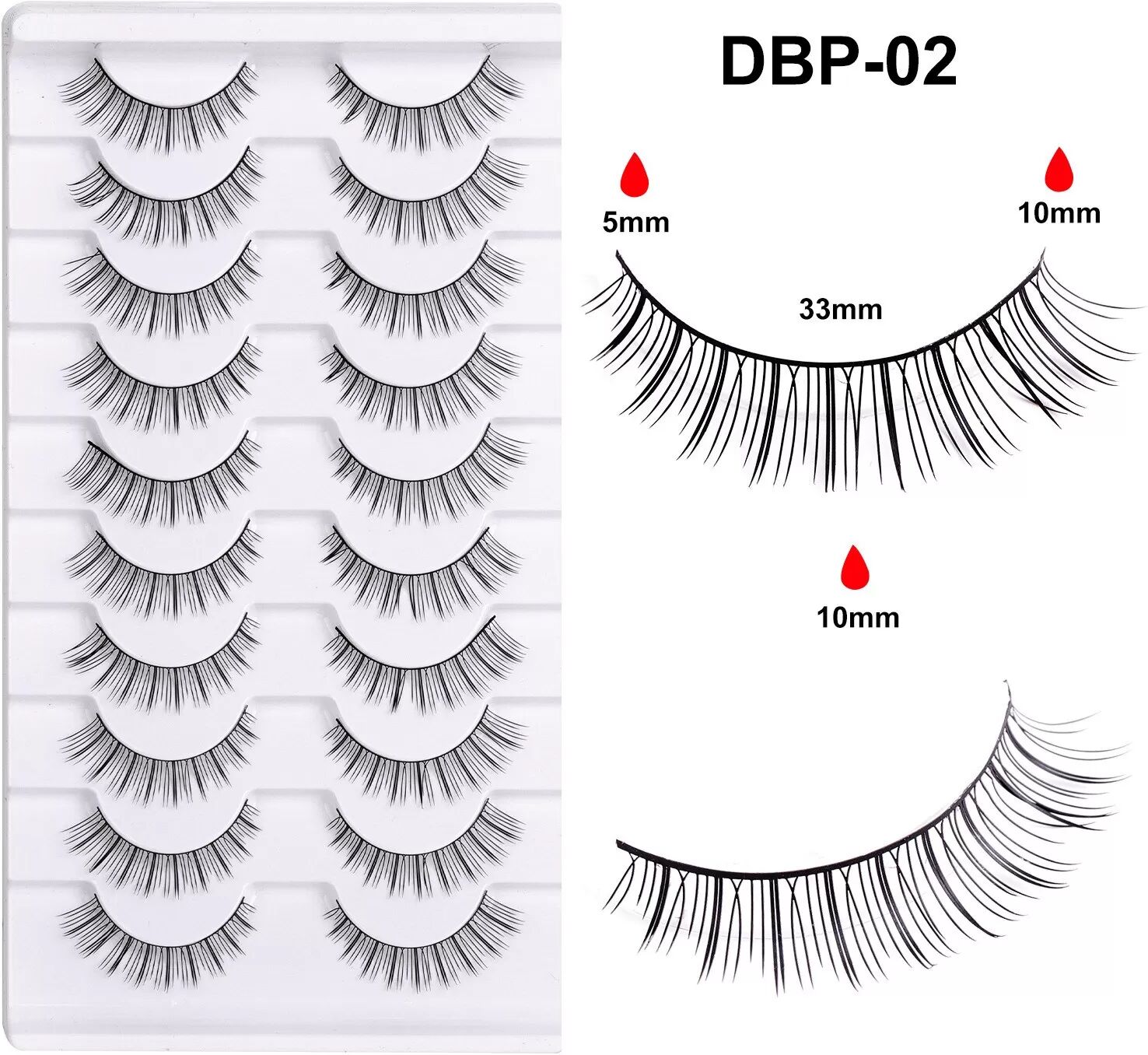 INF 10 Paar Manga Wimpern – Natürliche, dünne und leichte falsche Wimpern