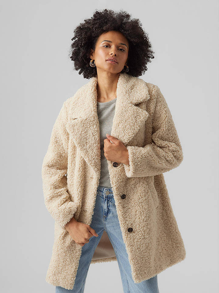 Vero Moda Teddymantel in Beige - XS