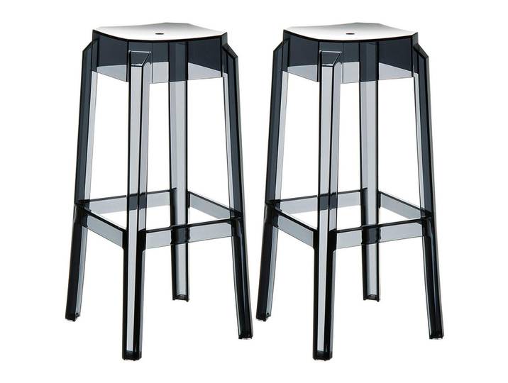 CLP Barhocker 2er Set Kunststoff schwarz, Schwarz, 36x75x36 cm, Esszimmer, Barmöbel, Barhocker
