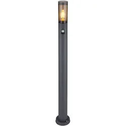 LED Wegeleuchte Bewegungsmelder Pollerleuchte außen Gartenlampen anthrazit IP44, Standleuchte Terrasse Balkon, Edelstahl rauchfarben, 7W 806 lm warmweiß, DxH 12,7x110cm