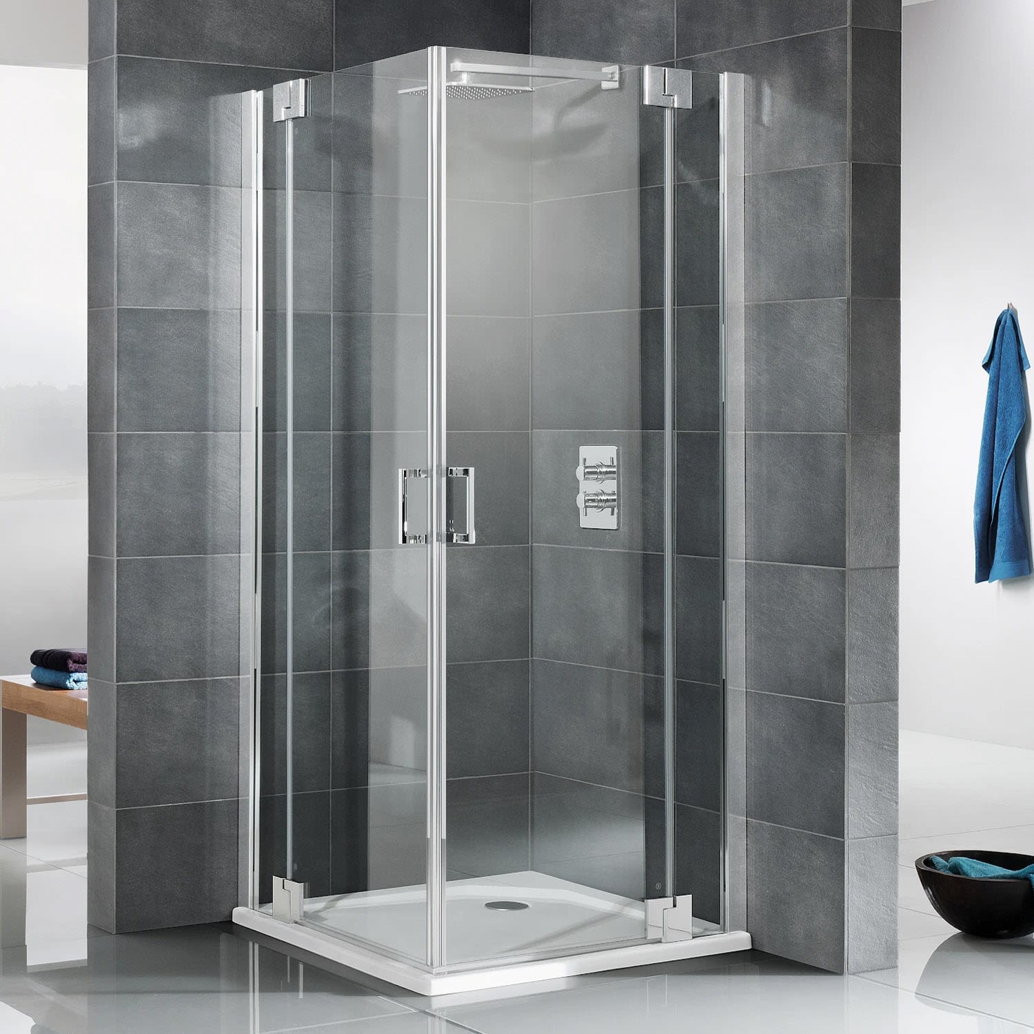 HSK K2P 2 hinged doors on side parts corner entry, 90x90 cm