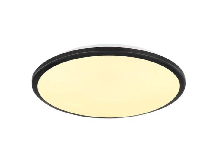 Deckenleuchte Wohnzimmerleuchte Deckenlampe raund schwarz LED, Metall Kunststoff, 1x LED warmweiß, DxH 35x5,5 cm