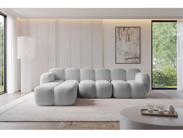 ALTDECOR Ecksofa - Miko-L2 - 302x205x75 - Hellgrau Corner Sofa Eckcouch Couch L-Form, links/rechts angeordnet