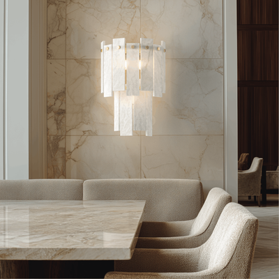 Velina Sconce   Layered Alabaster Wall Sconce   Warm White (3000k)   Bedroom Lighting   Living Room Lighting   Wall Lighting   Indoor Lighting   MOD LIGHTING